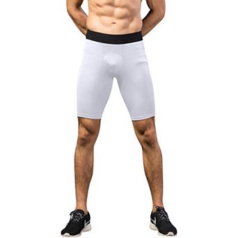 Men's Padded Compression Cycling Shorts with Wide Waistband and Mid-Thigh Length