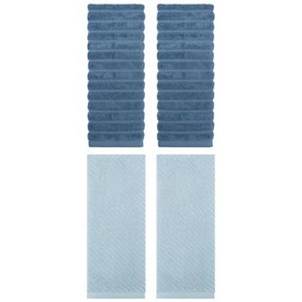 4 pc Cotton Hand Towels, Striped Pattern Decorative Comfort Towel for Bathroom, Travel 14"x30"