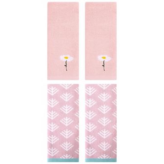 4 pc Cotton Hand Towel Set, Soft Absorbent Hand Towels for Bath, Home Decor 13"x30"&14"x30"