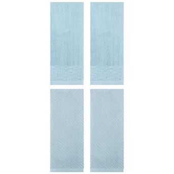 4 pc Embroidery Pattern and Embroidery Pattern Hand Towels Set, Cotton Comfortable Towels 14"x30"