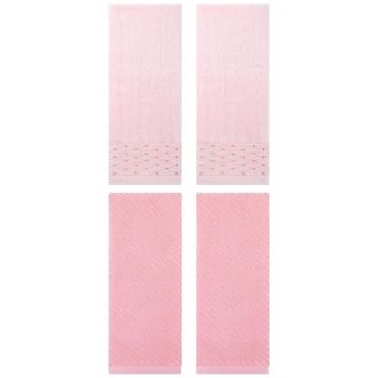 4 pc Embroidery Pattern and Embroidery Pattern Hand Towels Set, Cotton Comfortable Towels 14"x30"