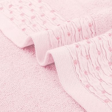 4Pcs Embroidery and Solid Striped Pattern Hand Towels Set, Cotton Hand Towels for Bathroom 14"x30"