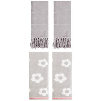 4 pc Decorative Turkish Hand Towels, Cotton Absorbent Soft Bath Towel Set 14"x30"