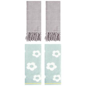 4 pc Decorative Turkish Hand Towels, Cotton Absorbent Soft Bath Towel Set 14"x30"