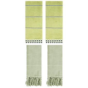 4 pc Decorative Turkish Hand Towels Set, Absorbent Soft Bath Towel Set 14"x30"