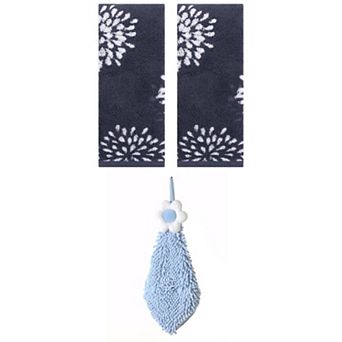 3 pc Cartoon Patten Hand Towels and Hanging Bathroom Hand Towels with Loops Set 6"x15"&14"x30"