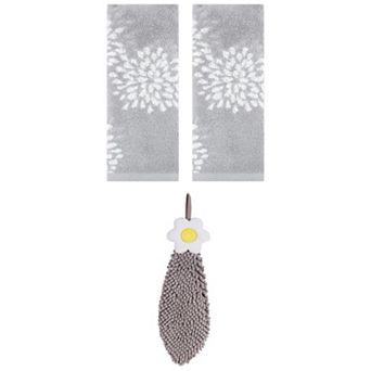 3 pc Cartoon Patten Hand Towels and Hanging Bathroom Hand Towels with Loops Set 6"x15"&14"x30"