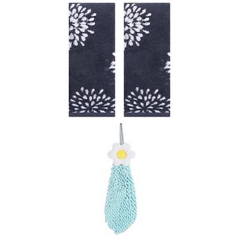 3 pc Cartoon Patten Hand Towels and Hanging Bathroom Hand Towels with Loops Set 6"x15"&14"x30"