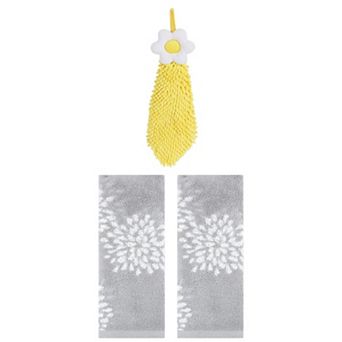 3 pc Cartoon Patten Hand Towels and Hanging Bathroom Hand Towels with Loops Set 6"x15"&14"x30"