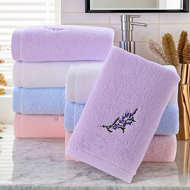 4Pcs Floral Embroidered and Jacquard Pattern Cotton Hand Towels, Soft Absorbent Towel Set 13"x29"