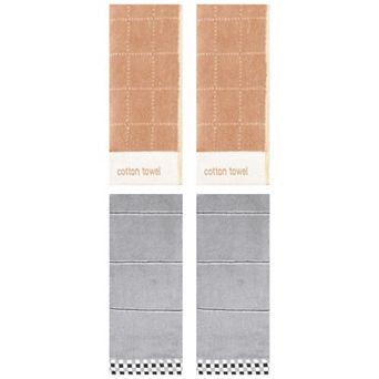 4 pc Checkered Decorative Hand Towels for Bathroom, Soft Hand Towels for Kitchen 14"x30"