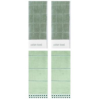 4 pc Checkered Decorative Hand Towels for Bathroom, Soft Hand Towels for Kitchen 14"x30"