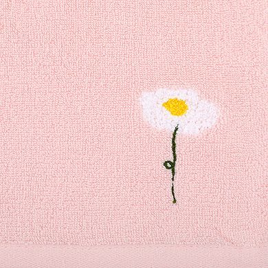 4Pcs Floral Pattern Cotton Hand Towels, Flower Embroidered Soft Decorative Towel Set 13"x30"&14"x30"
