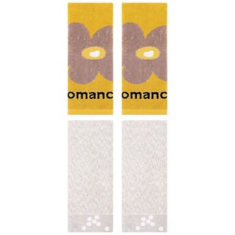 4 pc Floral Embroidered Hand Towels, Pure Cotton Soft Absorbent Towel Set 14"x28"&13"x30"
