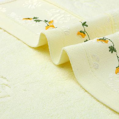 4Pcs Floral Embroidered and Jacquard Pattern Soft Absorbent Hand Towels for Bathroom 13"x29"