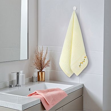 4Pcs Floral Embroidered and Jacquard Pattern Soft Absorbent Hand Towels for Bathroom 13"x29"