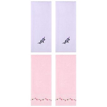 4 pc Floral Embroidered Hand Towels, Soft Absorbent Hand Towel Set for Bath 13"x29"