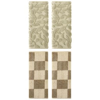 4 pc Bathroom Checkered and Jacquard Pattern Decorative Hand Towel Set 14"x28"&14"x30"