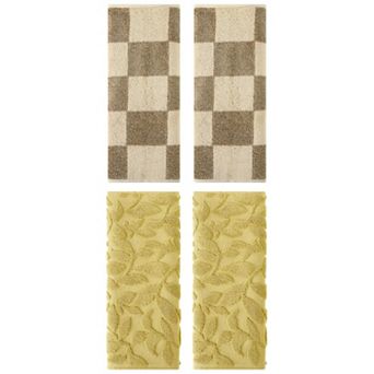 4 pc Bathroom Checkered and Jacquard Pattern Decorative Hand Towel Set 14"x28"&14"x30"