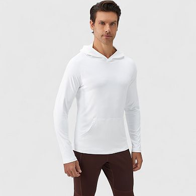 Men's Long Sleeve Pullover Hoodie with Front Kangaroo Pocket and Athletic Fit