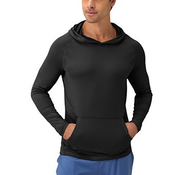 Men's Long Sleeve Pullover Hoodie with Front Kangaroo Pocket and Athletic Fit