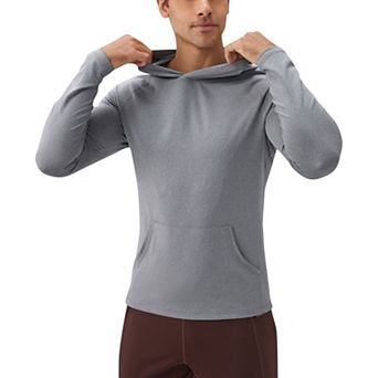 Men's Long Sleeve Pullover Hoodie with Front Kangaroo Pocket and Athletic Fit
