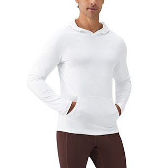Men's Long Sleeve Pullover Hoodie with Front Kangaroo Pocket and Athletic Fit
