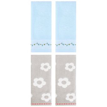 4 pc Cute Floral Hand Towels, Soft Absorbent Decorative Towel for Bathroom Spa Gym 14"x30"&13"x29"