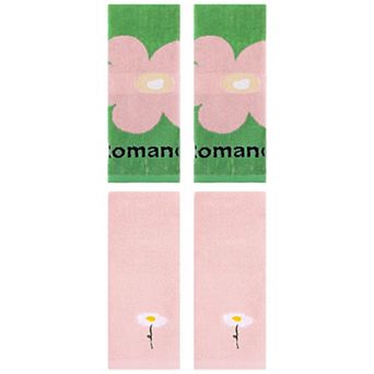 4 pc Floral Pattern Cotton Hand Towels Flower Embroidered Absorbent Towel Set for Bathroom 13"x30"