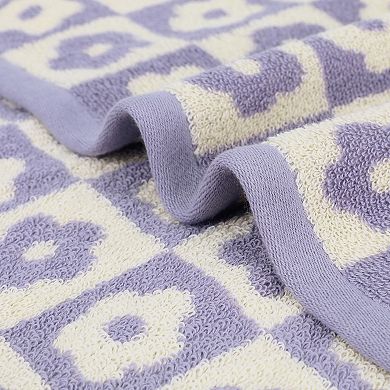4Pcs Checkered Floral Hand Towels, Cotton Bathroom Towel for Hand Drying 14"x30"&13"x30"