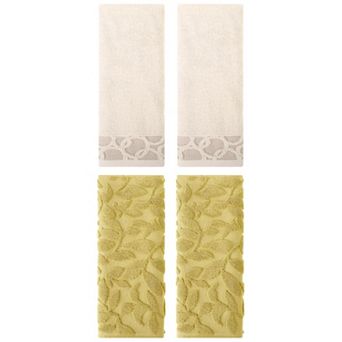4 Pack Cotton Jacquard Hand Towels, Home Soft Absorbent Hand Towel for Bathroom 13"x29"&14"x30"