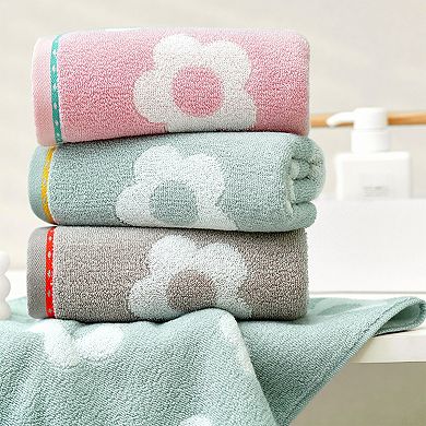 4Pcs Cute Floral and Jacquard Pattern Hand Towels Set, Cotton Soft Absorbent Hand Towels 14"x30"