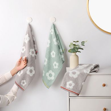 4Pcs Flower Pattern Hand Towel Set, Cotton Soft Absorbent Towel for Bathroom 14"x30"&13"x29"