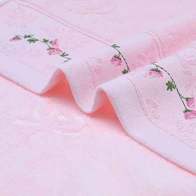 4Pcs Floral Embroidered Hand Towels for Bathroom, Soft Absorbent Towel 13"x29"