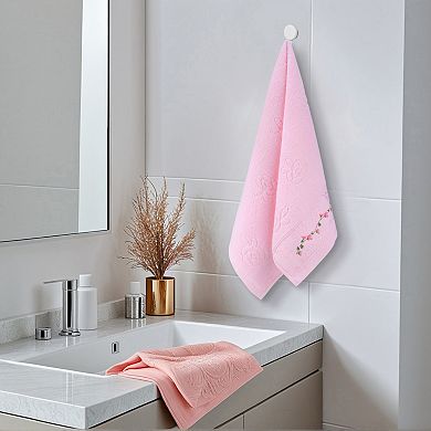 4Pcs Floral Embroidered Hand Towels for Bathroom, Soft Absorbent Towel 13"x29"