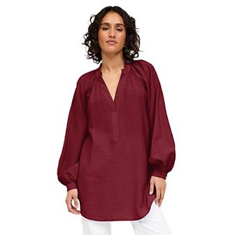 ellos Plus Size Notched V-Neck Tunic