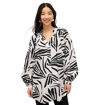 ellos Plus Size Notched V-Neck Tunic