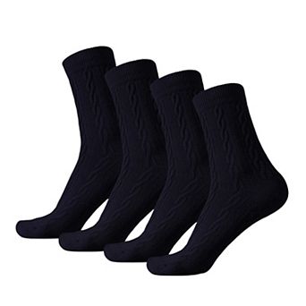 Women's Classic Crew Socks Cable-Knit Cotton for Casual Stability and Comfort 2 Pairs