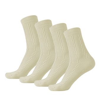 Women's Classic Crew Socks Cable-Knit Cotton for Casual Stability and Comfort 2 Pairs