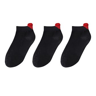 Women's Ankle Socks with Ribbed Heart-Shaped Heel Detail Soft Stretch Knit Comfort 3-Pack