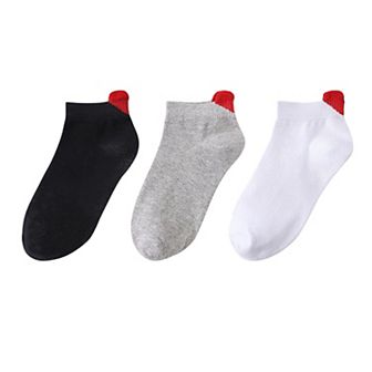 Women's Ankle Socks with Ribbed Heart-Shaped Heel Detail Soft Stretch Knit Comfort 3-Pack