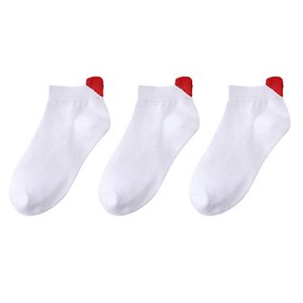 Women's Ankle Socks with Ribbed Heart-Shaped Heel Detail Soft Stretch Knit Comfort 3-Pack