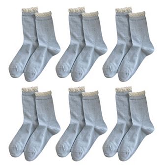 Women's Bow-Patterned Ruffle-Cuff Ankle Socks 6 pk