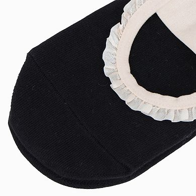Women's Ballet Style Grip Socks with Ruffle Trim and Cross Strap Anti-Slip Sole Yoga and Pilates
