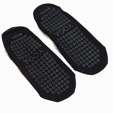 Women's Ballet Style Grip Socks with Ruffle Trim and Cross Strap Anti-Slip Sole Yoga and Pilates