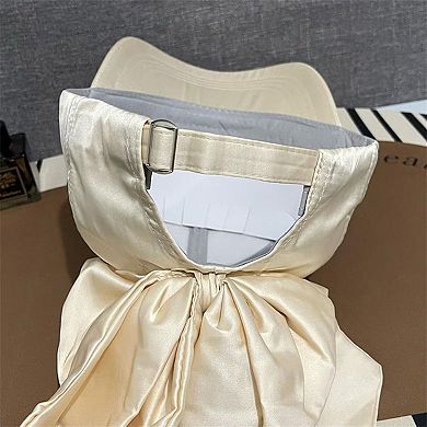 Women's Satin Baseball Cap with Back Bow Accent Adjustable Fit and Curved Brim for Chic Casual Style