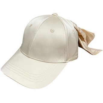 Women's Satin Baseball Cap with Back Bow Accent Adjustable Fit and Curved Brim for Chic Casual Style