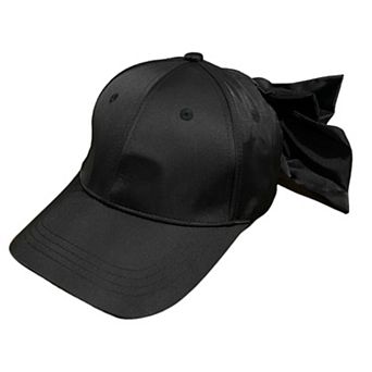 Women's Satin Baseball Cap with Back Bow Accent Adjustable Fit and Curved Brim for Chic Casual Style
