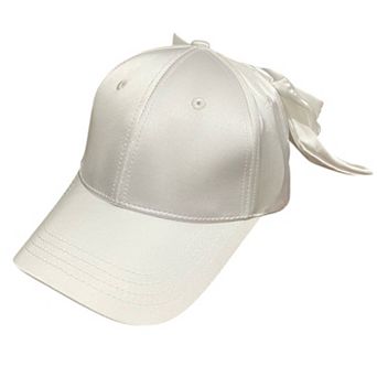 Women's Satin Baseball Cap with Back Bow Accent Adjustable Fit and Curved Brim for Chic Casual Style