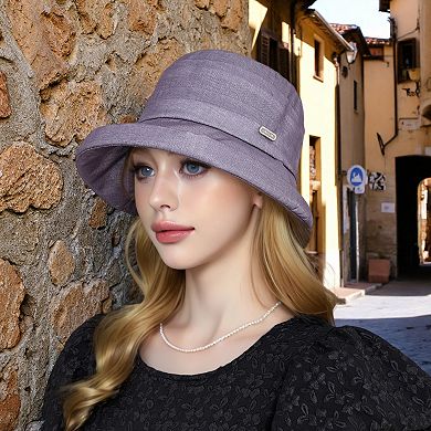 Women's Structured Bucket Hat with Pleated Band Design and Wide Brim for Everyday Sun Protection